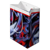 Rode, witte en blauwe marmer medium cadeauzakje (Achterkant Gekanteld)