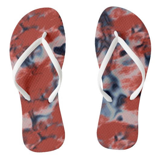 Rode witte en blauwe marmer teenslippers (Voetbed)