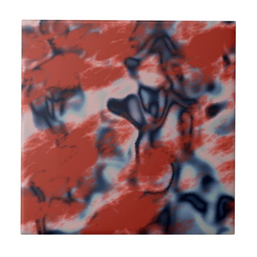 Rode witte en blauwe marmer tegeltje (Voorkant)