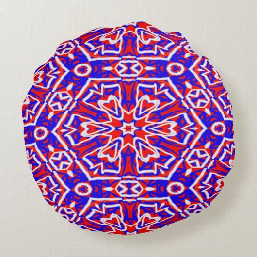 Rode, witte en blauwe meetkunde rond kussen (Achterkant)