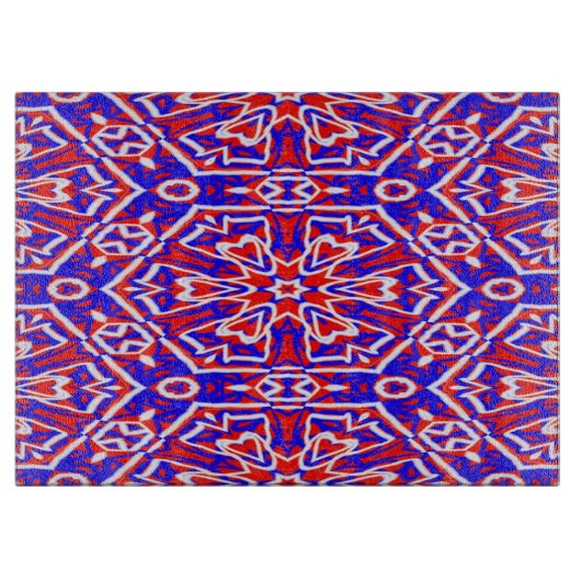 Rode, witte en blauwe meetkunde snijplank (Voorkant)