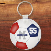 rode witte en blauwe meisjes voetbal sleutelhanger (Voorkant)