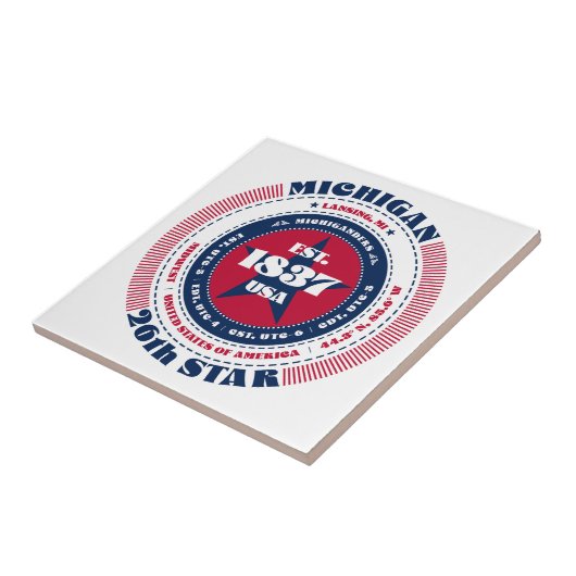 Rode, witte en blauwe Michigan keramische Tegel Tegeltje (Zijkant)