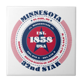 Rode, witte en blauwe Minnesota keramische Tegel Tegeltje