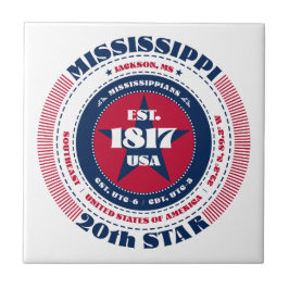 Rode, witte en blauwe Mississippi keramische Tegel Tegeltje