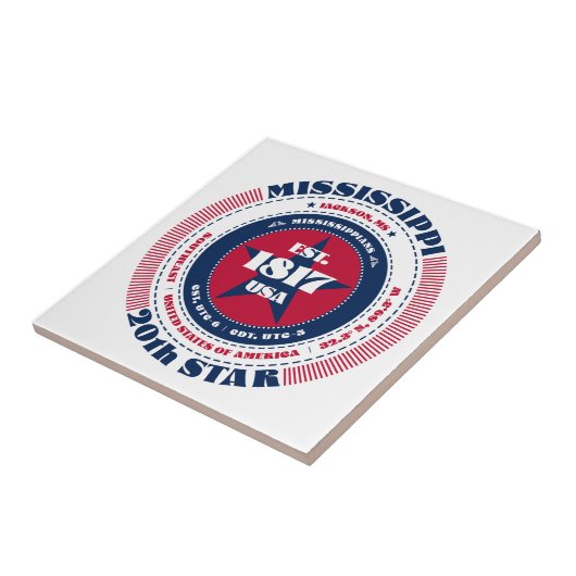 Rode, witte en blauwe Mississippi keramische Tegel Tegeltje (Zijkant)