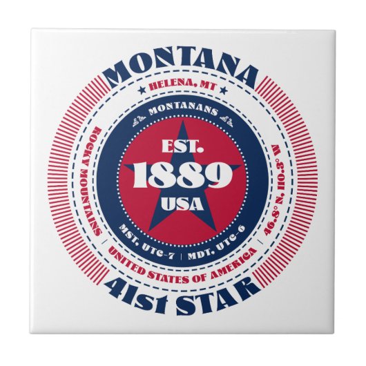 Rode, witte en blauwe Montana keramische Tegel Tegeltje (Voorkant)