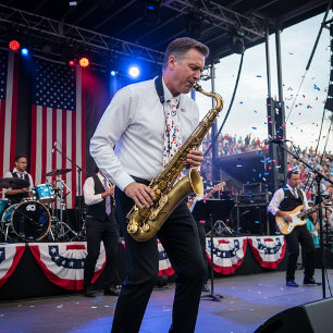 Rode witte en blauwe muziek stropdas