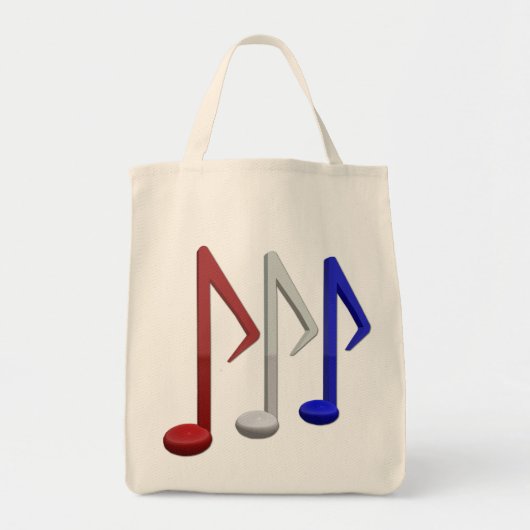 Rode witte en blauwe Muzieknoten Tote Bag (Voorkant)