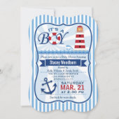 Rode, witte en blauwe nautische vuurtoren Baby sho Kaart (Voorkant)