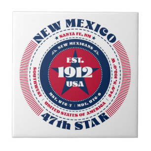 Rode, witte en blauwe New Mexico keramische Tegel Tegeltje