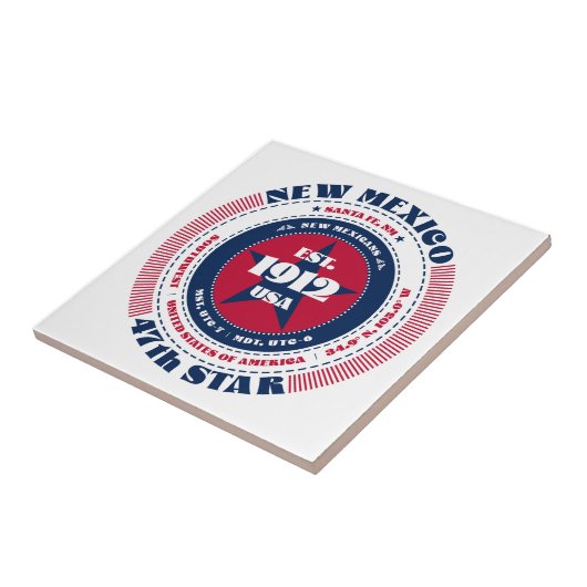 Rode, witte en blauwe New Mexico keramische Tegel Tegeltje (Zijkant)