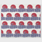 Rode, witte en blauwe oceaan zonsondergang & golve cadeaupapier (Vlak)