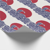 Rode, witte en blauwe oceaan zonsondergang & golve cadeaupapier (Hoek)