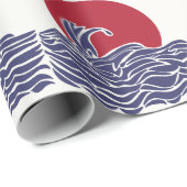 Rode, witte en blauwe oceaan zonsondergang & golve cadeaupapier (Rol Hoek)