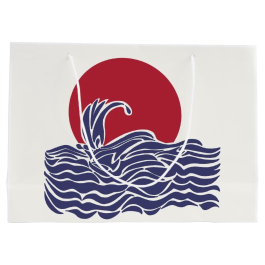 Rode, witte en blauwe oceaan zonsondergang & golve groot cadeauzakje (Achterkant)