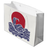 Rode, witte en blauwe oceaan zonsondergang & golve groot cadeauzakje (Achterkant Gekanteld)