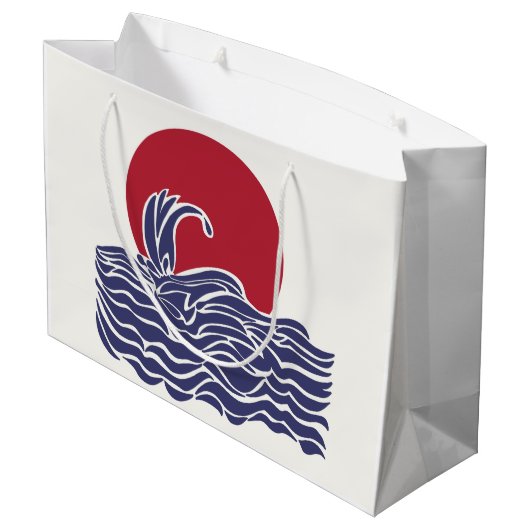 Rode, witte en blauwe oceaan zonsondergang & golve groot cadeauzakje (Achterkant Gekanteld)