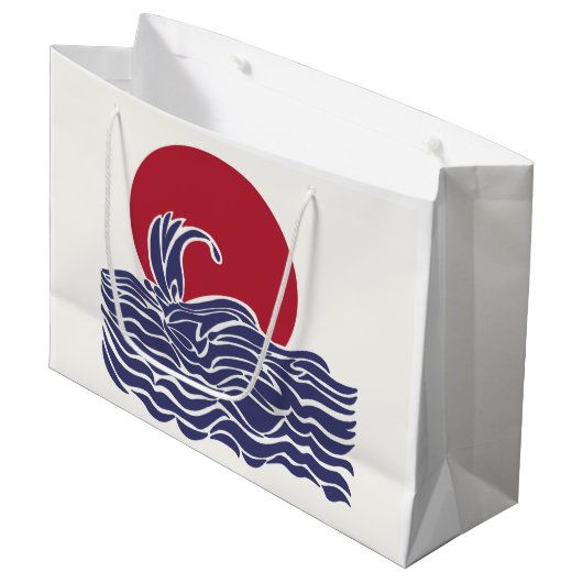 Rode, witte en blauwe oceaan zonsondergang & golve groot cadeauzakje (Voorkant Gekanteld)