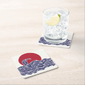 Rode, witte en blauwe oceaan zonsondergang & golve kartonnen onderzetters (Insitu)