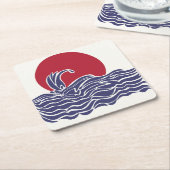 Rode, witte en blauwe oceaan zonsondergang & golve kartonnen onderzetters (Schuin)