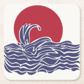 Rode, witte en blauwe oceaan zonsondergang & golve kartonnen onderzetters (Voorkant)