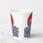 Rode, witte en blauwe oceaan zonsondergang & golve papieren bekers (Links)