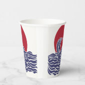 Rode, witte en blauwe oceaan zonsondergang & golve papieren bekers (Rechts)