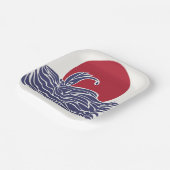 Rode, witte en blauwe oceaan zonsondergang & golve papieren bordje (Gebogen)