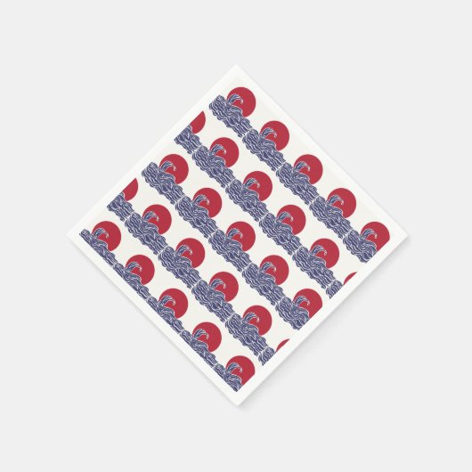 Rode, witte en blauwe oceaan zonsondergang & golve servet (Hoek)