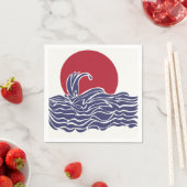 Rode, witte en blauwe oceaan zonsondergang & golve servet (Insitu)