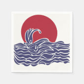 Rode, witte en blauwe oceaan zonsondergang & golve servet (Voorkant)