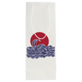 Rode, witte en blauwe oceaan zonsondergang & golve wijn cadeautas (Achterkant)