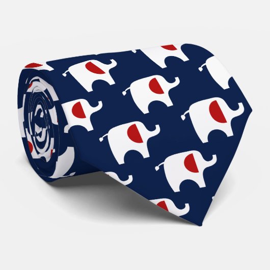 Rode witte en blauwe olifanten stropdas (Opgerold)