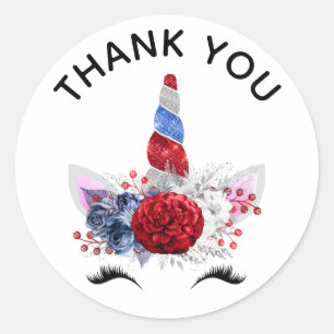 Rode, Witte en Blauwe Patriottische Eenhoorn Ronde Sticker