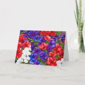 Rode, witte en blauwe Patriottische Flower Art Kaa Kaart (Voorkant)