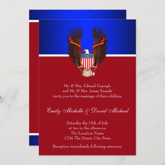 Rode, witte en blauwe patriottische huwelijksuitno kaart (Voorkant / Achterkant)