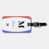 Rode witte en blauwe patriottische naam Monogram S Bagagelabel (Voorkant horizontaal)
