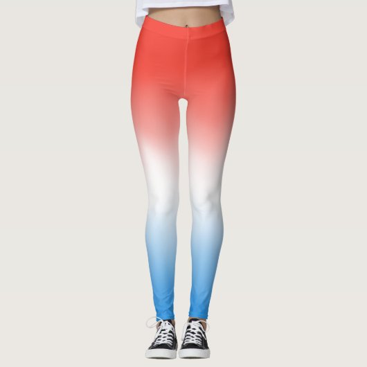 Rode, witte en blauwe patriottische ombre leggings (Voorkant)
