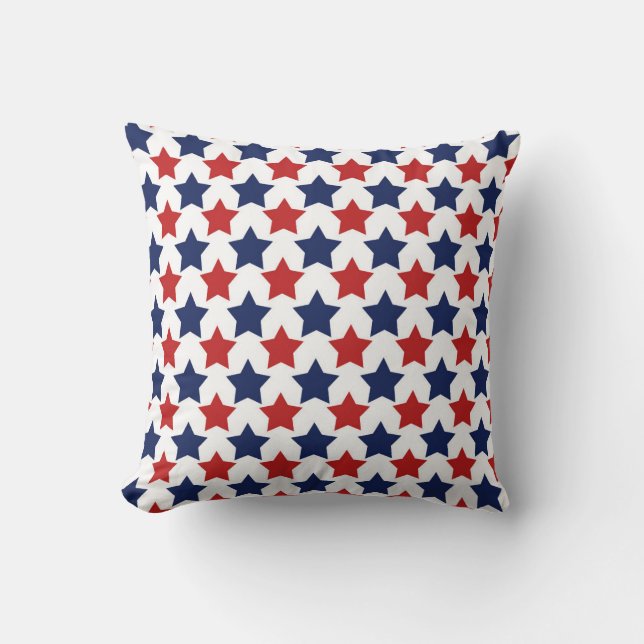 Rode, witte en blauwe Patriottische Sterren Kussen (Voorkant)