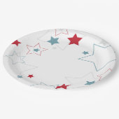 Rode witte en blauwe patriottische sterren papieren bordje (Gekanteld)