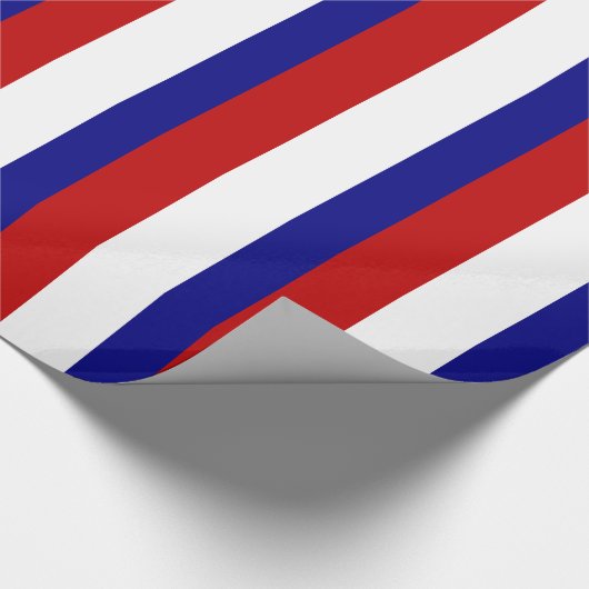 Rode witte en blauwe patriottische strepen cadeaupapier (Hoek)