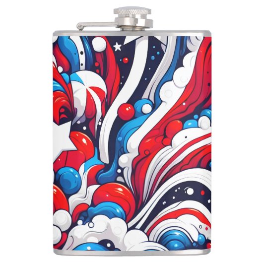 Rode, witte en blauwe Patriottische vlag van de VS Heupfles (Voorkant)