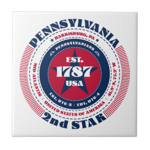 Rode, witte en blauwe Pennsylvania keramische Tege Tegeltje
