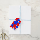 Rode, witte en blauwe pokkendots cadeaulabel (Met Touw)