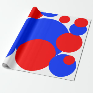 Rode, witte en blauwe pokkendots cadeaupapier