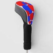 Rode, witte en blauwe pokkendots golfheadcover (Schuin)
