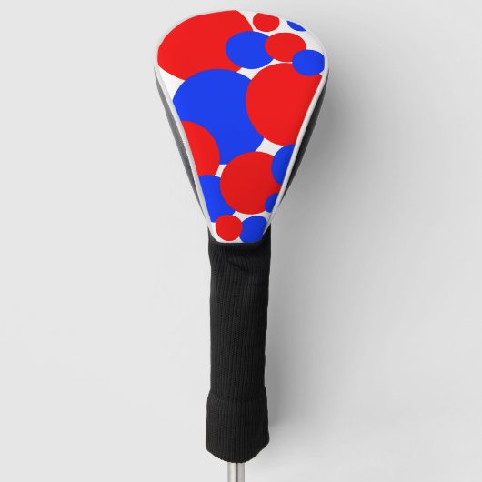 Rode, witte en blauwe pokkendots golfheadcover (Voorkant)