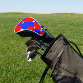 Rode, witte en blauwe pokkendots golfheadcover (Insitu)