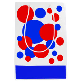Rode, witte en blauwe pokkendots medium cadeauzakje
